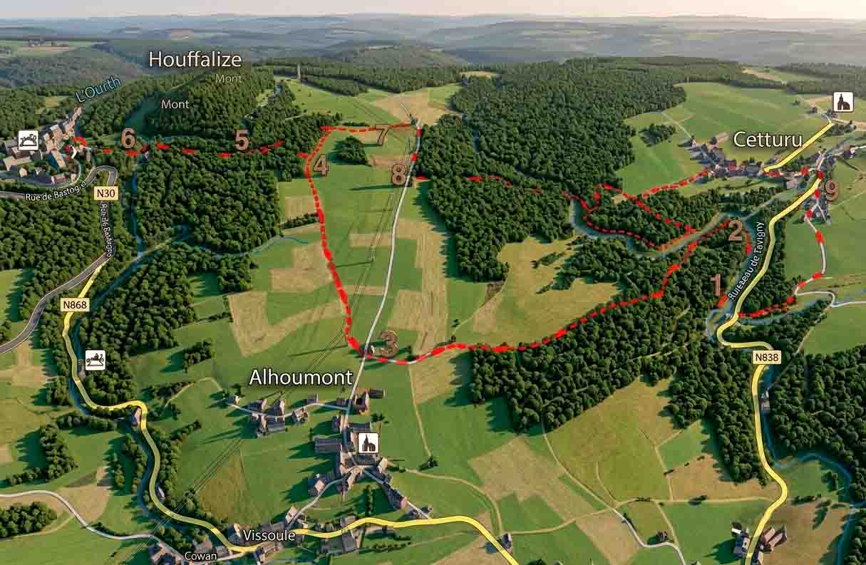 Wandelkaart van wandeling naar Houffalize