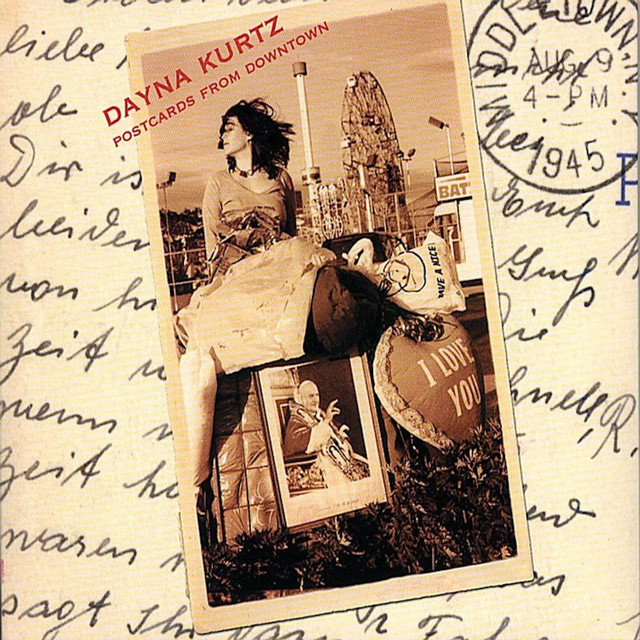 Pochette de l'album Postcards From Downtown de Dayna Kurtz, conçue comme une carte postale avec cachet