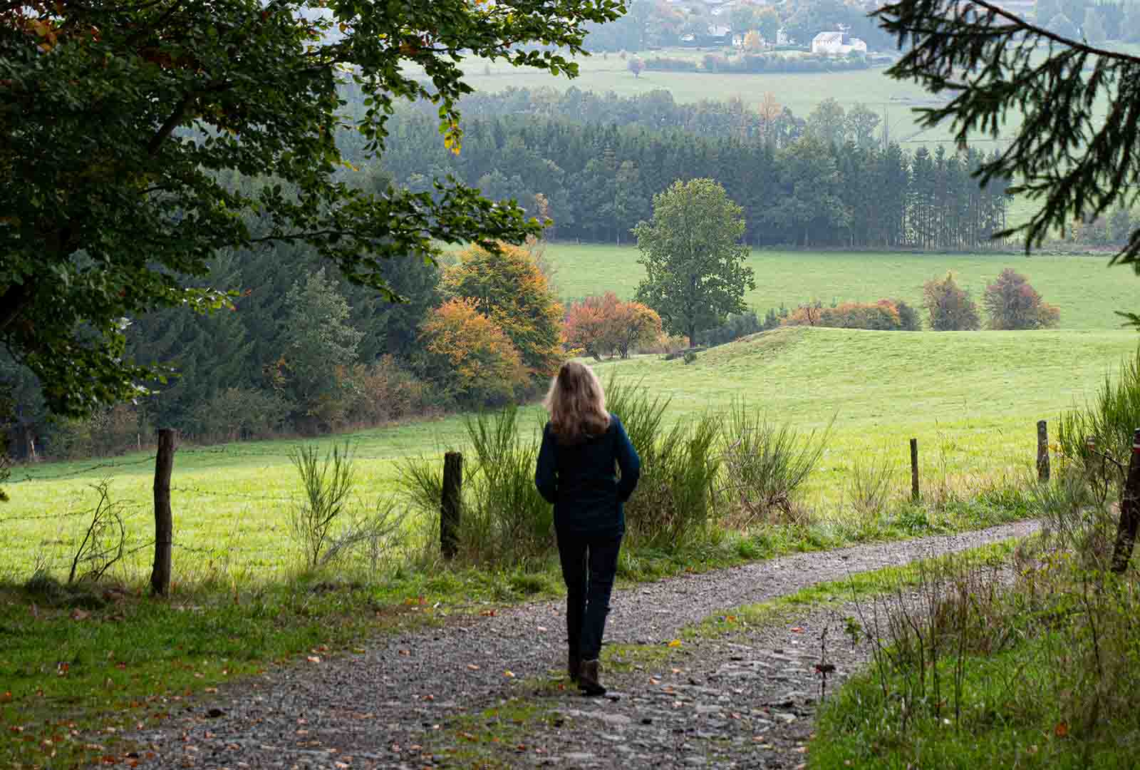 Henja Govers hiking in the Ardennes