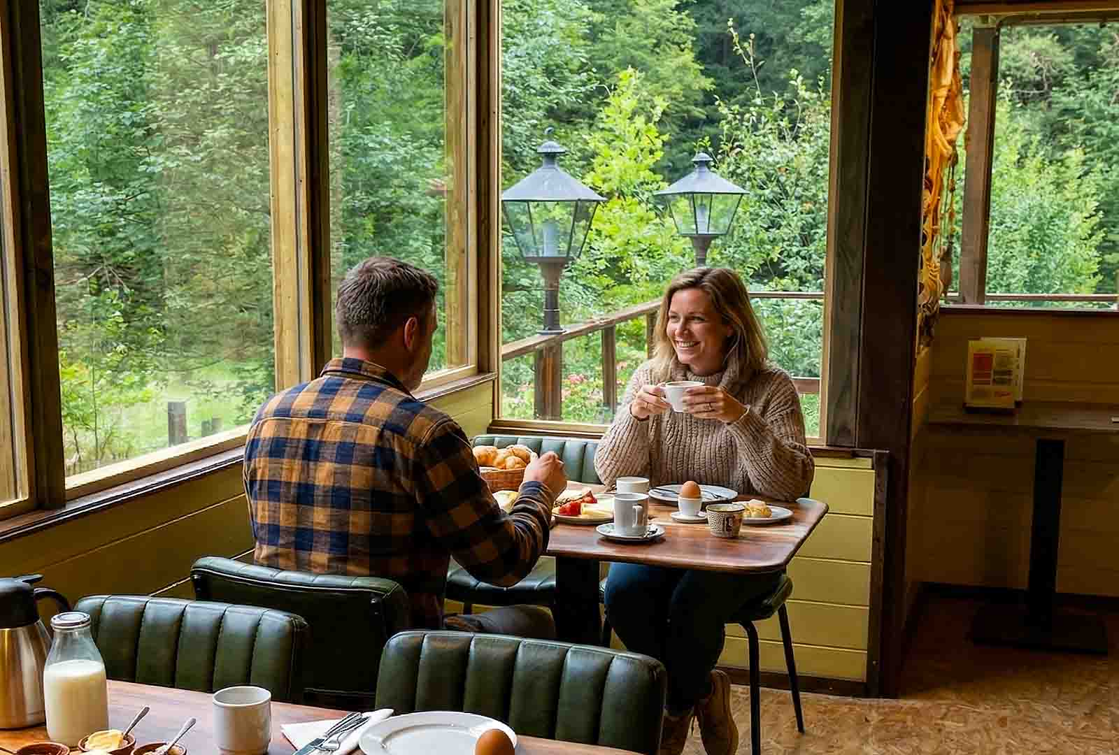 Guests having breakfast in the conservatory